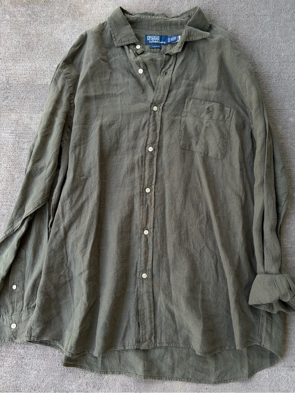 Polo Ralph Lauren classic fit linen button down long sleeve top shirt NWOT